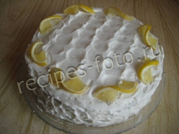 Лимонный торт со сметанным кремом