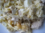 Простой и сытный салат с курицей, кукурузой и сыром 
