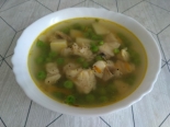 Рыбный суп из хека с зеленым горошком 